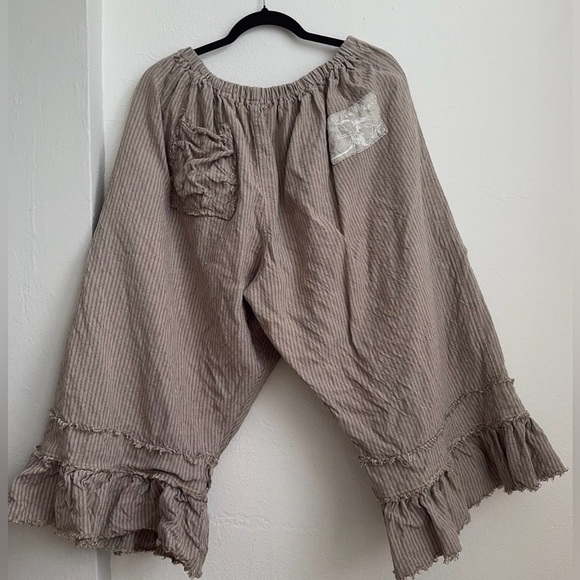 Magnolia Pearl Linen Brown Stripe Pants - Picture 2 of 6